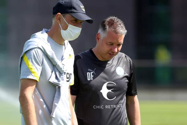 Posh boss Darren Ferguson with Chelsea manager Thomas Tuchel.  Photo: Joe Dent/theposh.com.