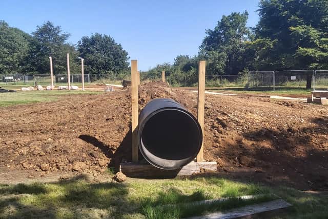 Construction underway at the new Fox Play area.