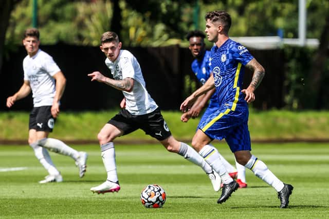Kyle Barker in action with Christian Pulisic of Chelsea at the weekend. Photo: Joe Dent/theposh.com.