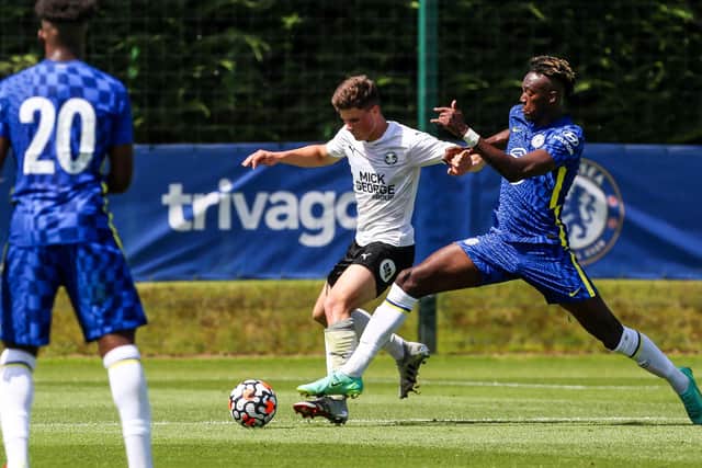 Ronnie Edwards in action with Tammy Abraham of Chelsea last weekend. Photo: Joe Dent/theposh.com.