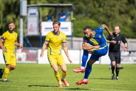Josh McCammon (right) in action for Peterborough Sports against Concord Rangers. Photo: James Richardson.