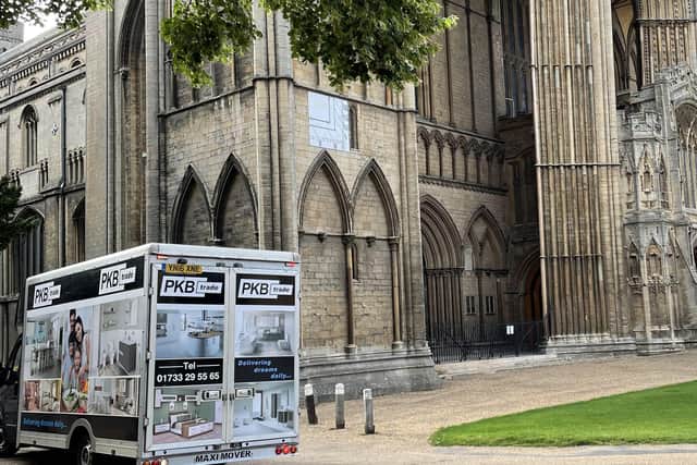 The storage units are delivered to Peterborough Cathedral.