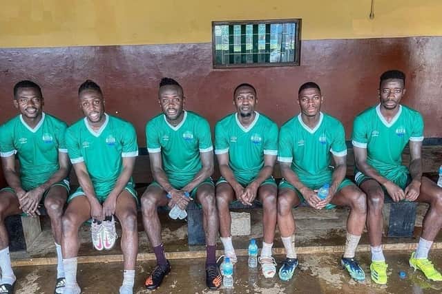 Idris Kanu (third right) and his Sierra Leone teammates.
