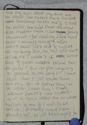 A note written by Bernadette found in a notebook