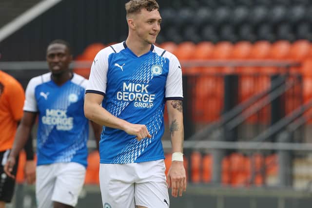 Jack Taylor celebrates scoring his goal against Barnet. Photo: Joe Dent.