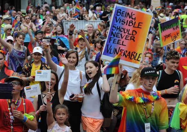 Pride parade in Peterborough in 2019.
