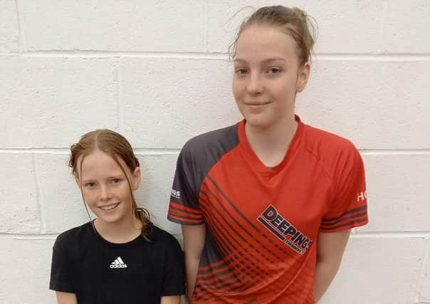 Deepings Swimming Club stars Holly Roffe and Sadie Hunter.