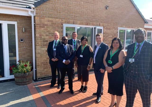 Combined Authority Mayor Nik Johnson visits Sumer House and meets staff in Walton. Directors Nyasha Banhire and Nigel November, Therapeutic Lead peter Clarke, Registered Manager Chris Quinn, Team Leaders Flo Montgomery, Aiysha Majid.