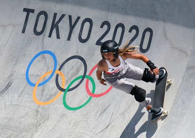 Great Britain's Sky Brown during the Women's Park Prelims Heat at Ariake Sports Park Skateboarding on the twelfth day of the Tokyo 2020 Olympic Games in Japan. Picture: PA Wire/PA Images