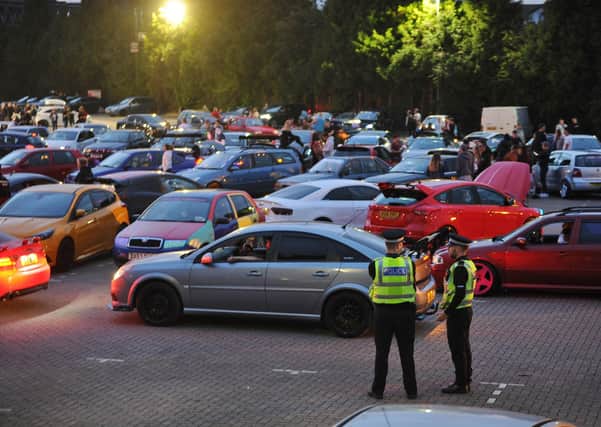 Police attend a previous car meet at Pleasure Fair Meadow car park at which there were no isuues.