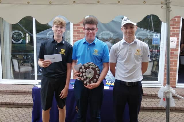 From left, the winning Milton A team from the club's Junior Open, Euan Herson, Jacob Williams and Charlie Pearce.