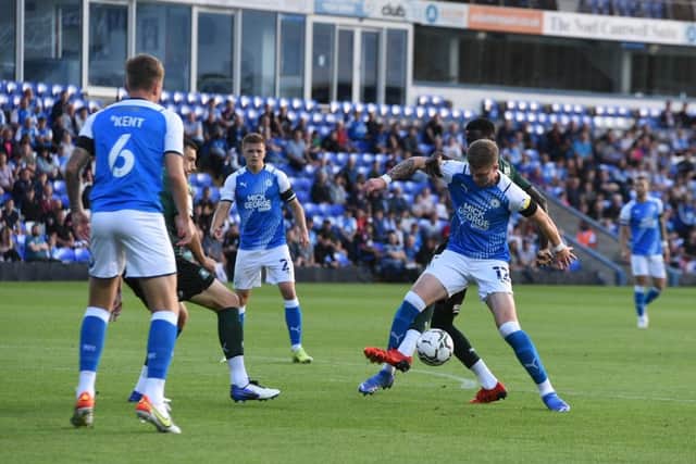 Josh Knight in action for Posh against Plymouth. Photo: David Lowndes.