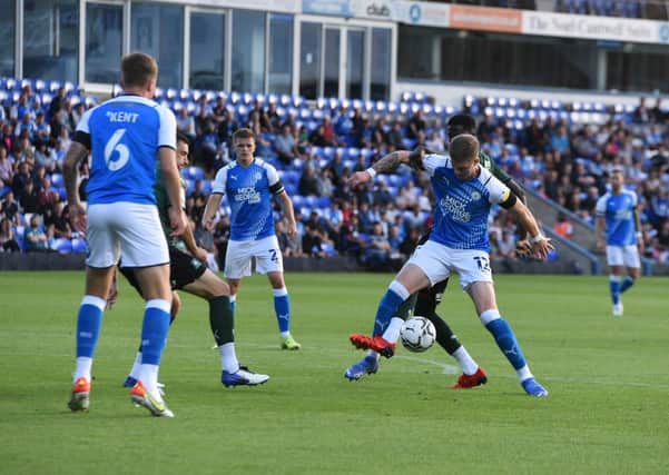 Josh Knight in action for Posh against Plymouth. Photo: David Lowndes.