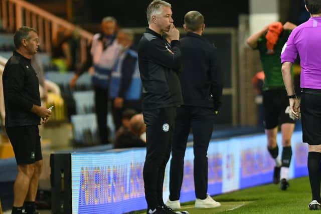 The thoughtful figure of Posh boss Darren Ferguson watching his side get dismantled by Plymouth. Photo: David Lowndes.