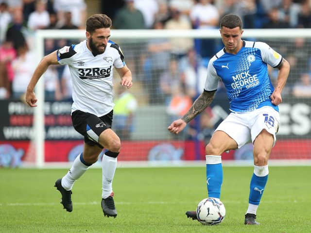 Oliver Norburn in action for Posh against Derby. Photo: Joe Dent/theposh.com.