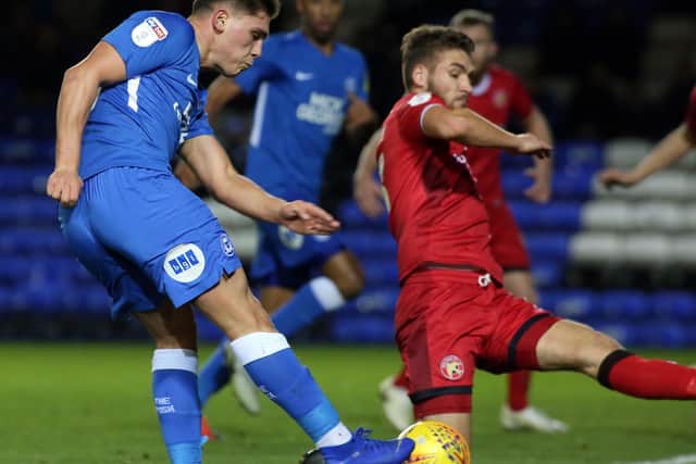 Mathew Stevens playing for Posh.
