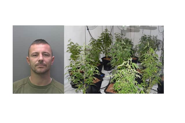 Sean Dean-Lynch and some of the drugs found by police
