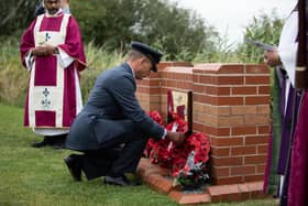 Members from 115 Squadron Royal Air Force Wittering arrive at HMP Whitemoor in March for a memorial dedication to the crew of the 115 Squadron Wellington Z8863 (KO-G) that crashed in 1941. EMN-210818-162144005