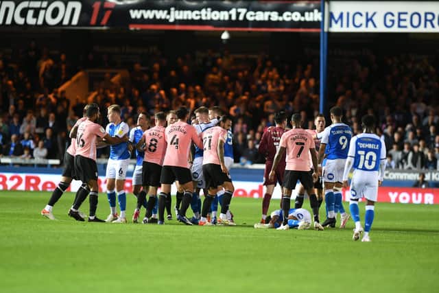The melee kicked off in the 43rd minute.