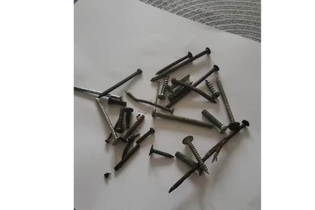 Nails found in the road in Cardea. Photo: PT reader.