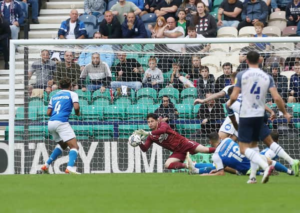 Christy Pym of Peterborough United makes a save against Preston North End. Photo: Joe Dent/theposh.com.