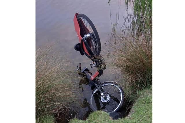 An e-bike found dumped in Hampton. Photo: Matt Drew.