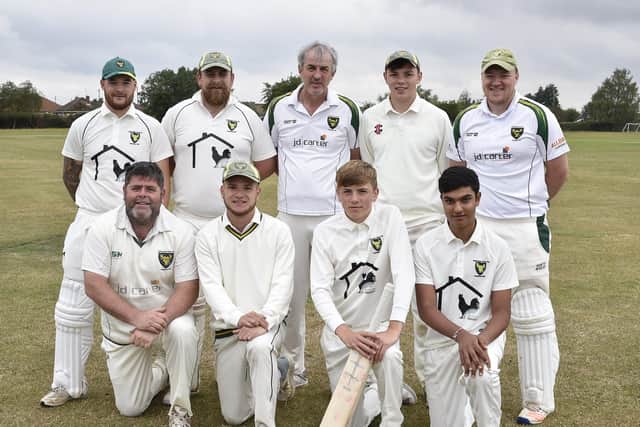 Newborough before a five-wicket Rutland Division Two defeat at Whittlesey, front row, left to right, Paul Richardson, Chester Hercock, Matty Mills, Rohan Shah, back, David Cooper, Tom Olley, Nigel Griffin, Joe Mills, Greg Rowlands. Photo: David Lowndes.