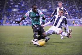 Aaron Mclean in action for Posh against West Brom in 2009.