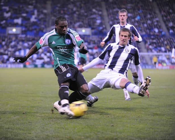 Aaron Mclean in action for Posh against West Brom in 2009.
