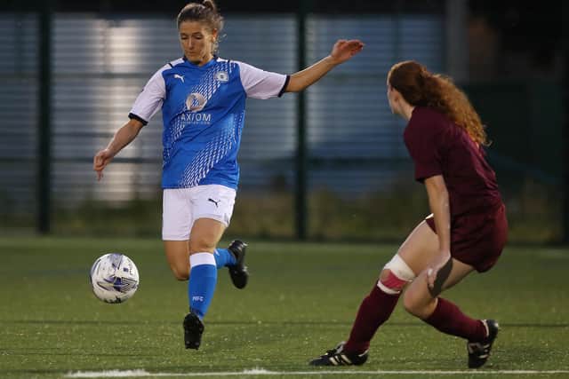 Hannah Pendred in action for Posh Women against Holwell Sports. Photo: Joe Dent/theposh.com.