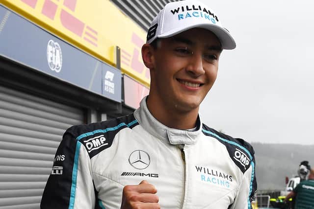 George Russell after qualifying at the Belgian Grand Prix. Photo: John Thys/Getty Images.