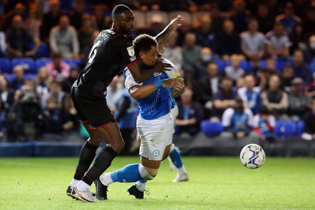 Jonson Clarke-Harris in action for Posh against West Brom last weekend. Photo: Joe Dent/theposh.com.