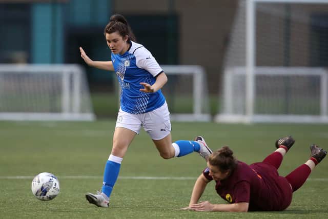 Jess Drsicoll scored a late equaliser for Posh Women at Burton. Photo: Joe Dent/theposh.com.