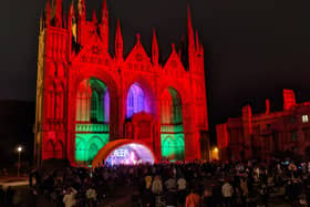 The cathedral lit up with the new LED system
