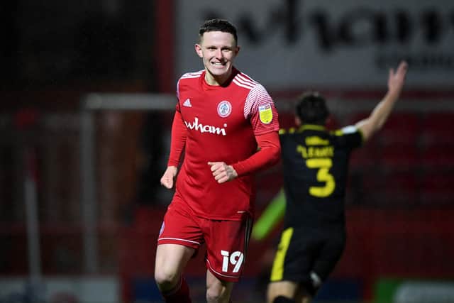 Accrington Stanley's £1.5 million rated striker Colby Bishop.  Photo: Gareth Copley/Getty Images.