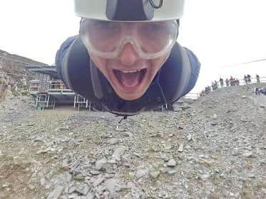 Ben during his zipwire challenge.