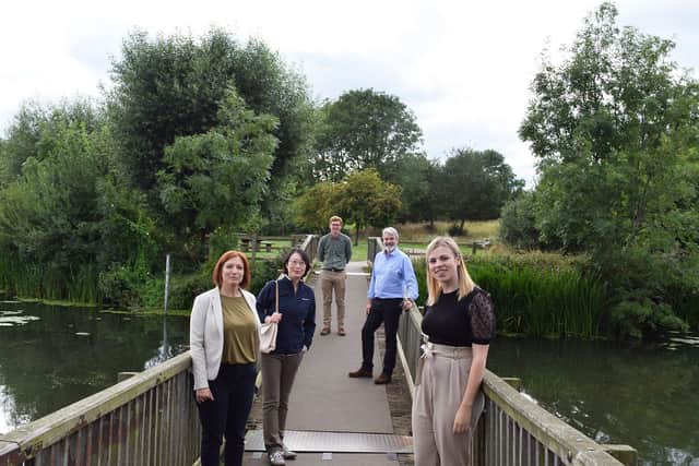 From left, Lynette Swinburne (Savills). Wei Yang (RTPI President), Errin Marshall (Savills), Matthew Bradbury (Nene Park Trust) and Andrew MacDermott (Nene Park Trust)