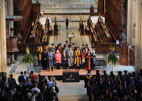 More than 100 Anglia Ruskin University students reported having no family to turn to as they prepared to support themselves through their studies last year. Pictured are Anglia Ruskin University Faculty of Health, Education, Medicine and Social Care and School of Nursing and Midwifery graduation service at Peterborough Cathedral in 2019. EMN-190110-172708009