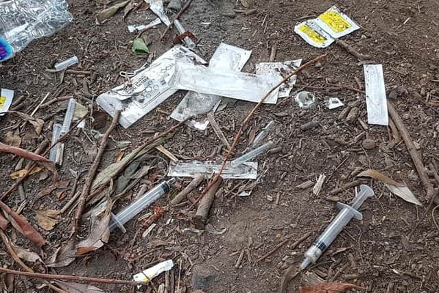 Items associated with drug use found near the path