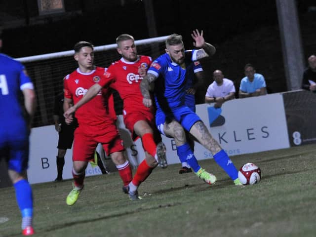 Marcus Maddison in action for Spalding against Stamford. Photo: Chris Lowndes.