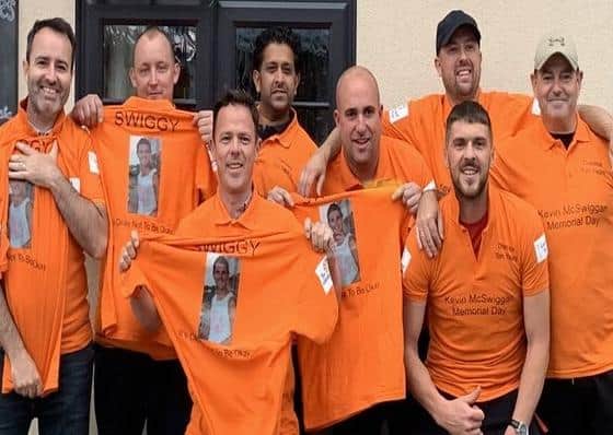 Kevin's friends, who will be making the climb.