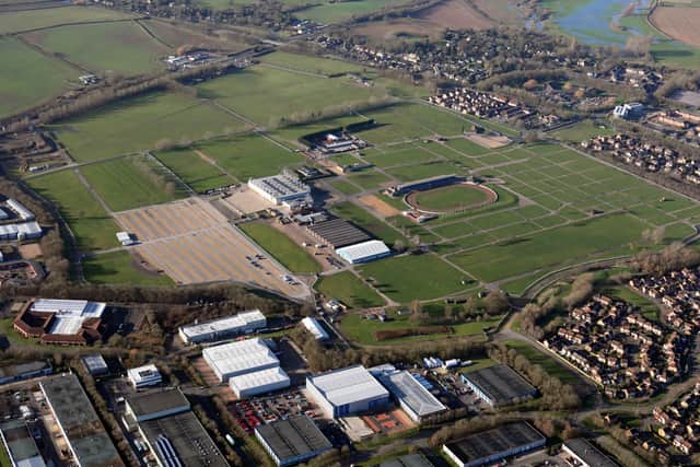 Aerial view of East of England Showground, Peterborough 2AP1K75