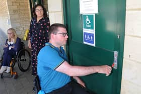 Wheelchair user Graham Barnes accessing one of the few city centre toilets.