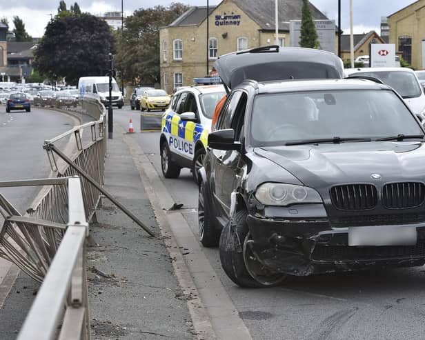 A car hit the central barrier along Bourges Boulevard today (September 10).