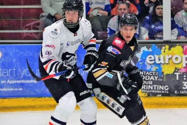 Billy Thorpe (left) in action for Phantoms against MK. Photo: Matt Sludds.