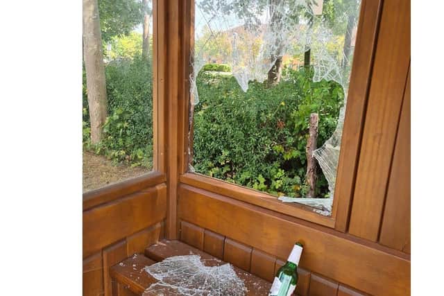 Vandalism at bus stop in Lynchwood, Orton Southgate.