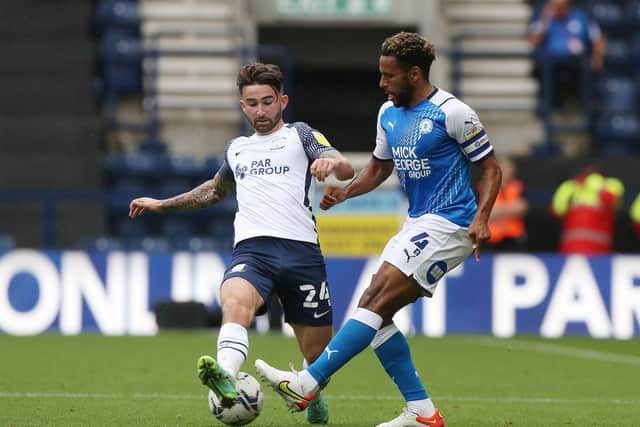 Nathan Thompson in action for Posh at Preston. Photo: Joe Dent/theposh.com.