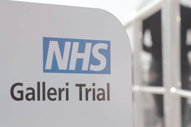 A sign outside the Galleri Trial, where thousands of people will take part in the NHS's trial for a simple blood test that can detect more than 50 types of cancer before symptoms appear. Picture: PA