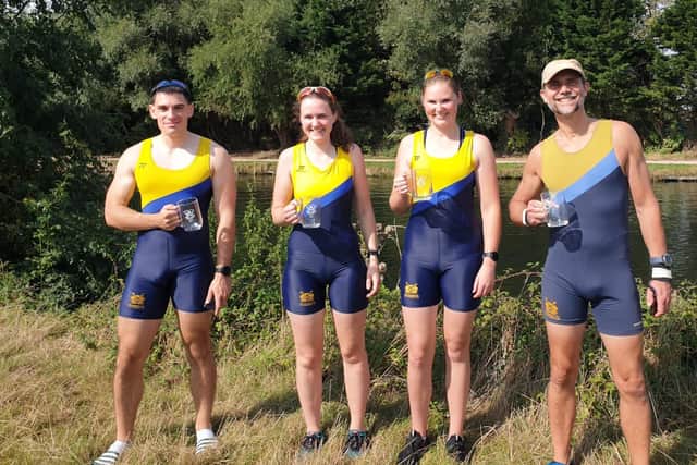 Peterborough City rowers in Cambridge, from left, Alex Hughes, Claire Widdowson, Gina Gould and Jonathon Ibbott