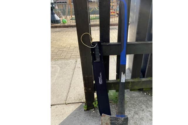 The machete seized from Salaam Court.